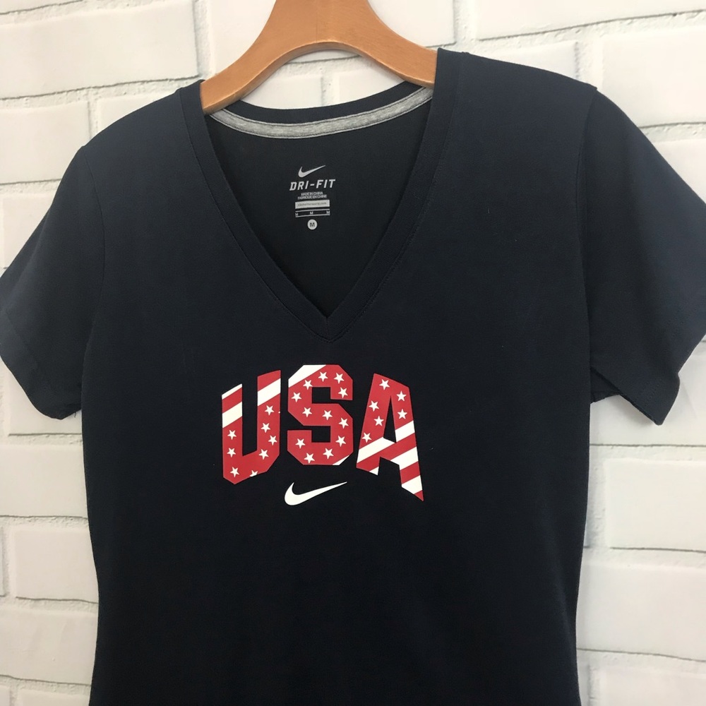Nike USA Olympic v neck tee shirt patriotic flag - Picture 2 of 7